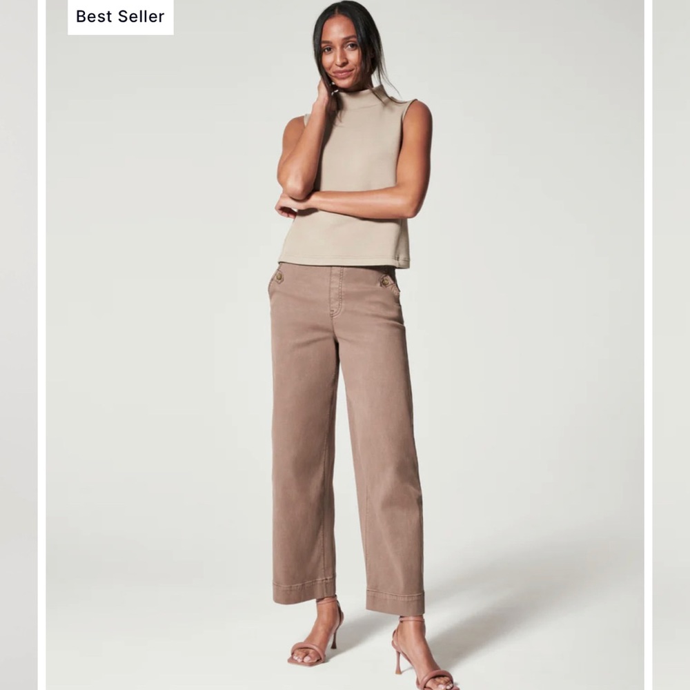 Spanx Stretch Twill Cropped Wide Leg Pant Cedar
